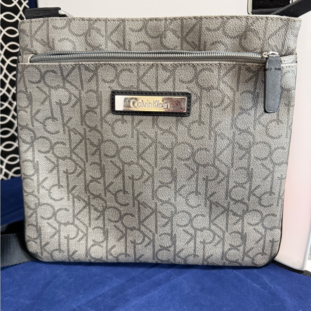 Calvin Klein Black and Gray Monogram Crossbody Bag
